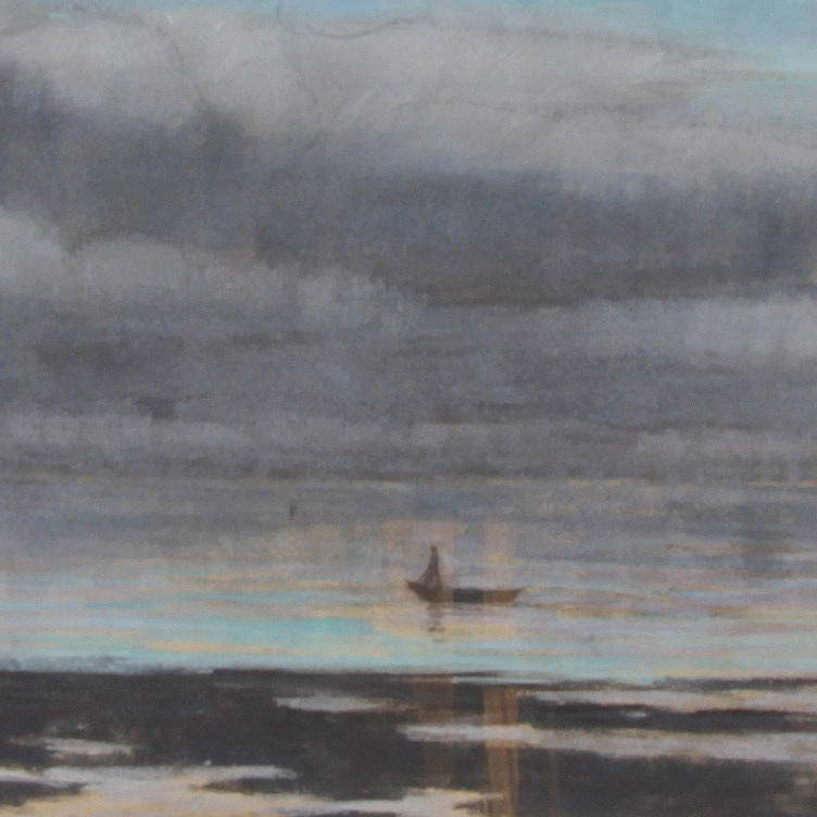 JOHAN JOHANSSON. Pastell, eka vid strand, signerad.