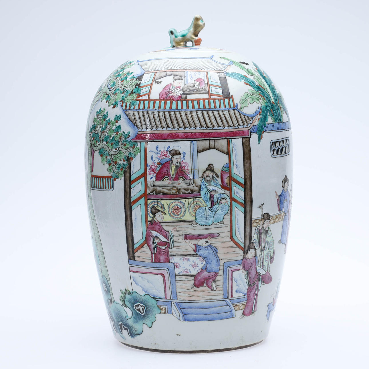 KINESISK URNA MED LOCK, 17/1800-TALET, KINA.