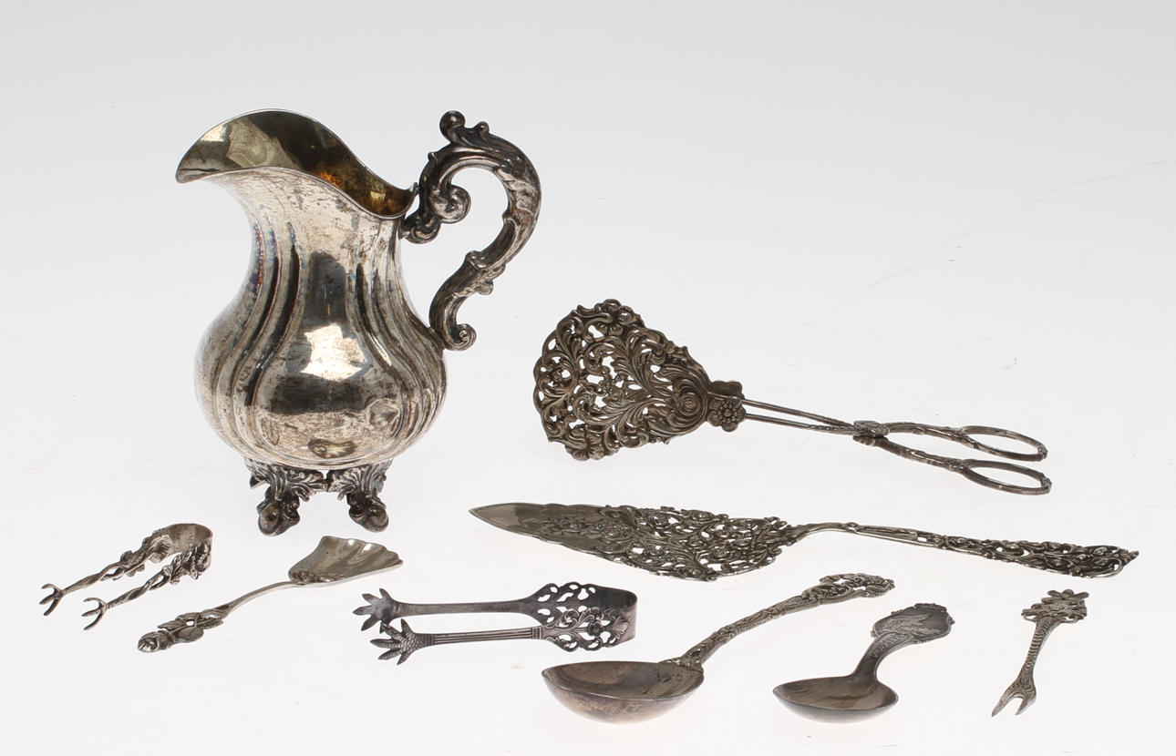 PARTI SILVER, 9 delar. Total vikt 398 gram.