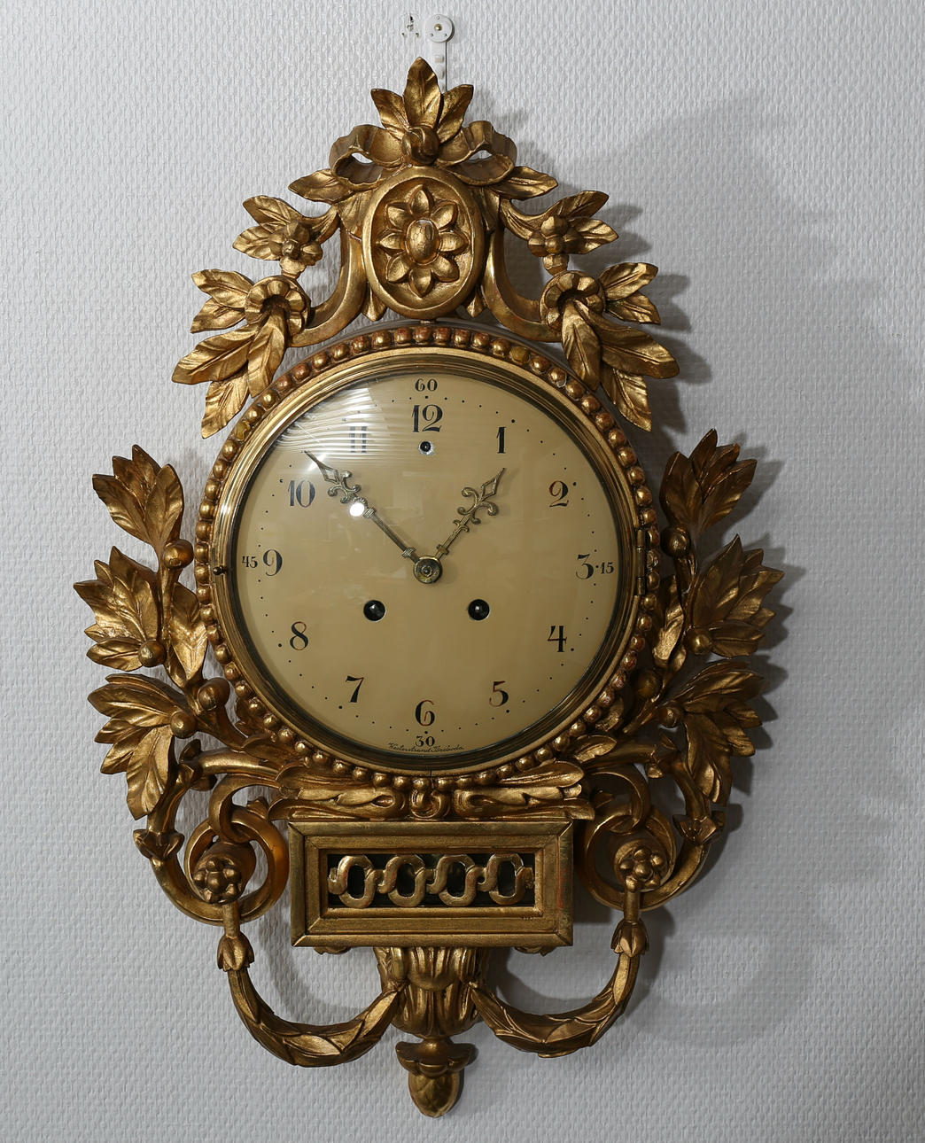 VÄGGPENDYL, trä, förgylld, Westerstrand, Töreboda, 1900-talets mitt.