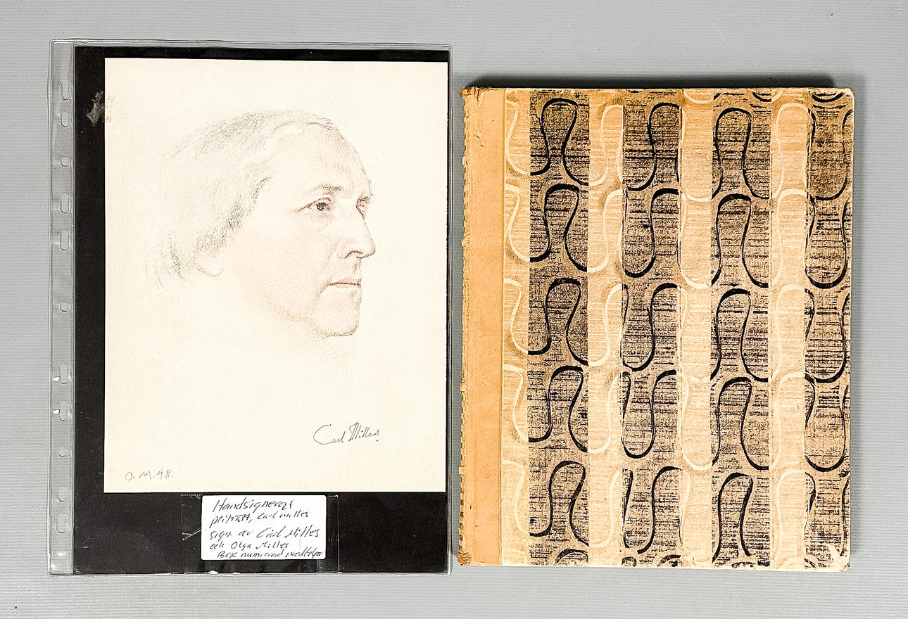 OLGA MILLES. drawing, portrait Carl Milles.