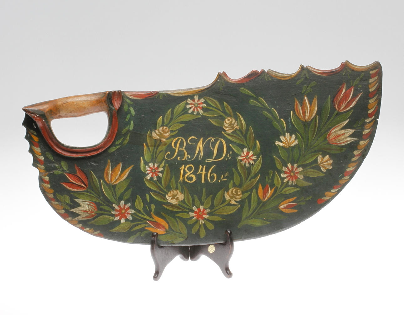 SKÄKTETRÄ, allmogemålat, märkt BND och daterad 1846.