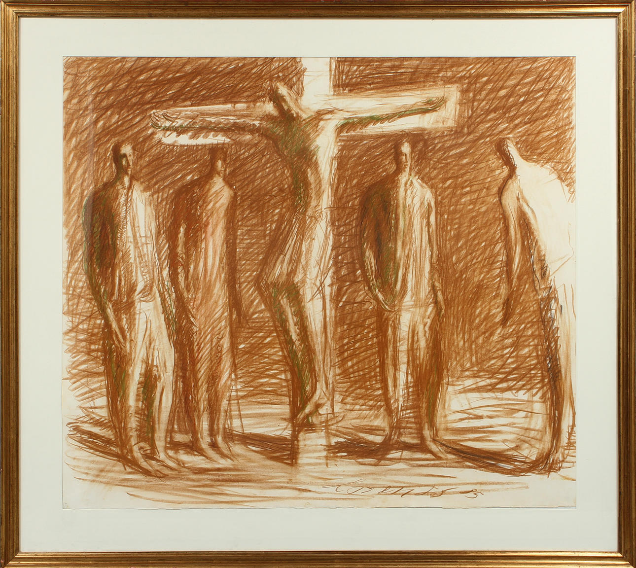 LORENZO BONECHI. Figure scene, pastel, signed and dated 85.