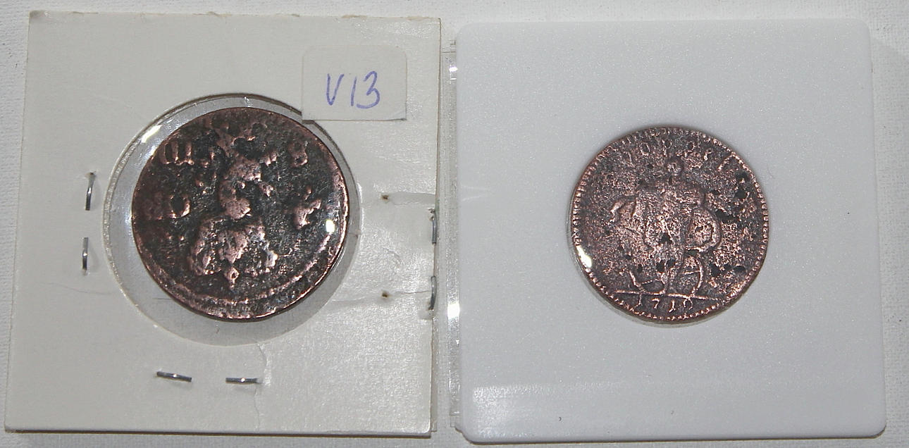 MYNT, 2 st, silver, 1/6 öre 1672 Karl Xl, 1 daler, 1719 nödmynt " hoppet " KXll.