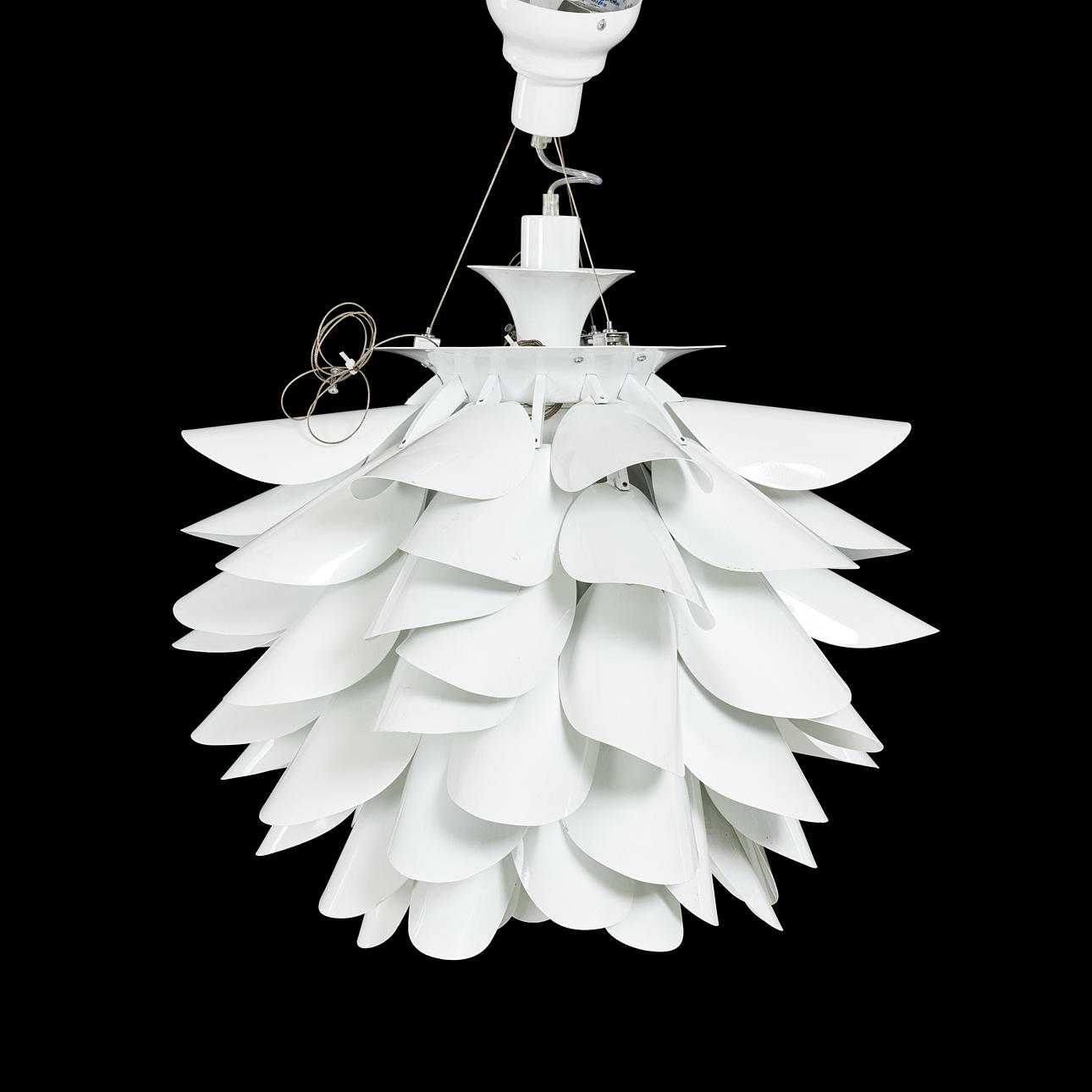 CEILING LAMP. Lacquered metal frame, slats, label marked.