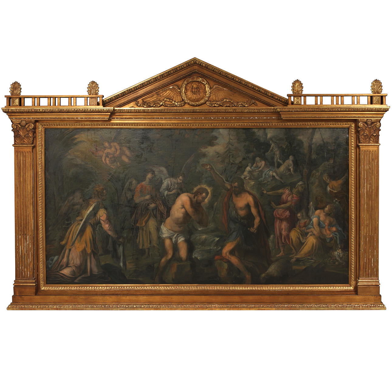 OIDENTIFIERAD KONSTNÄR. Jesu dop. Olja på duk, Italien 1600-tal.