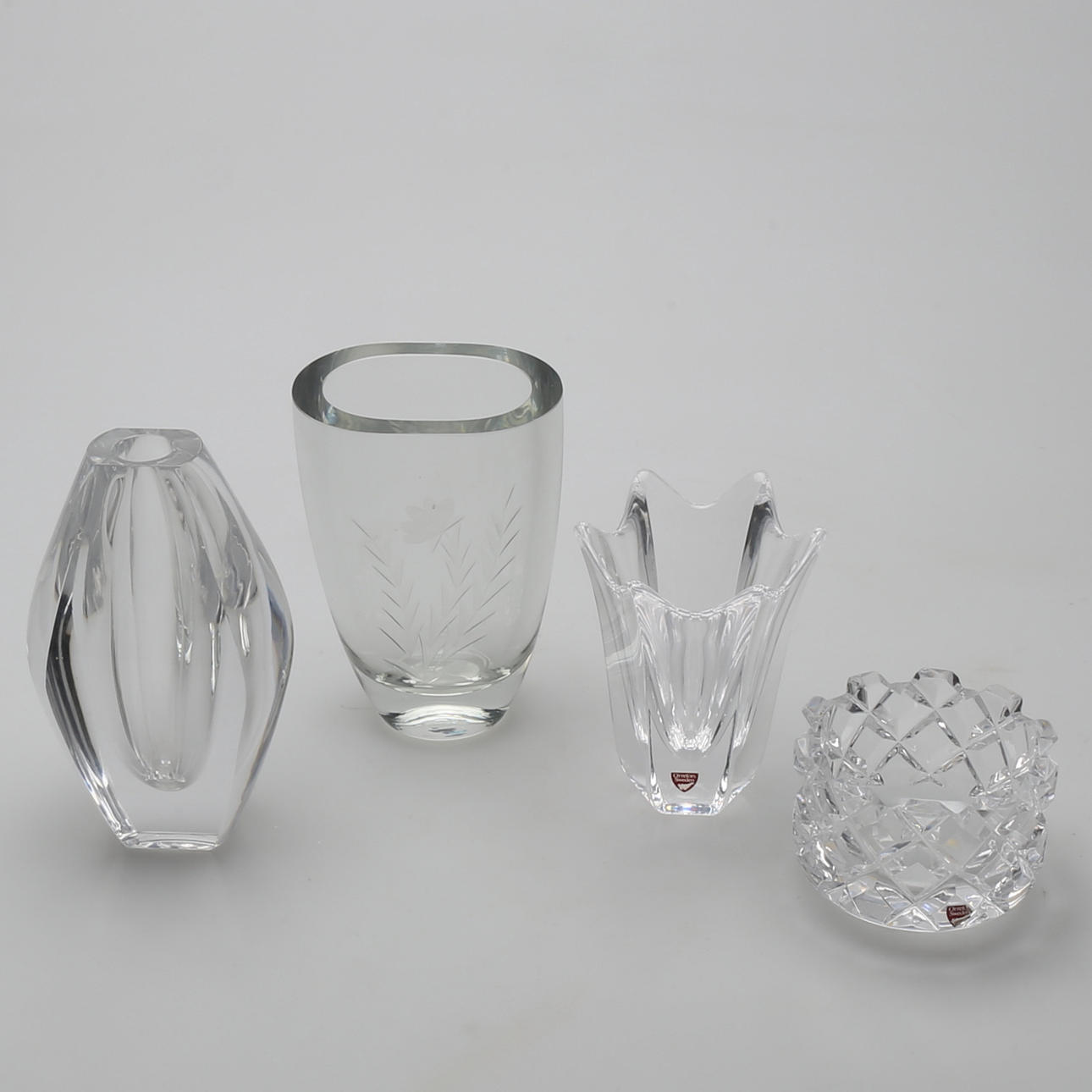 PARTI GLAS, 4 delar, bla Orrefors, Kosta.