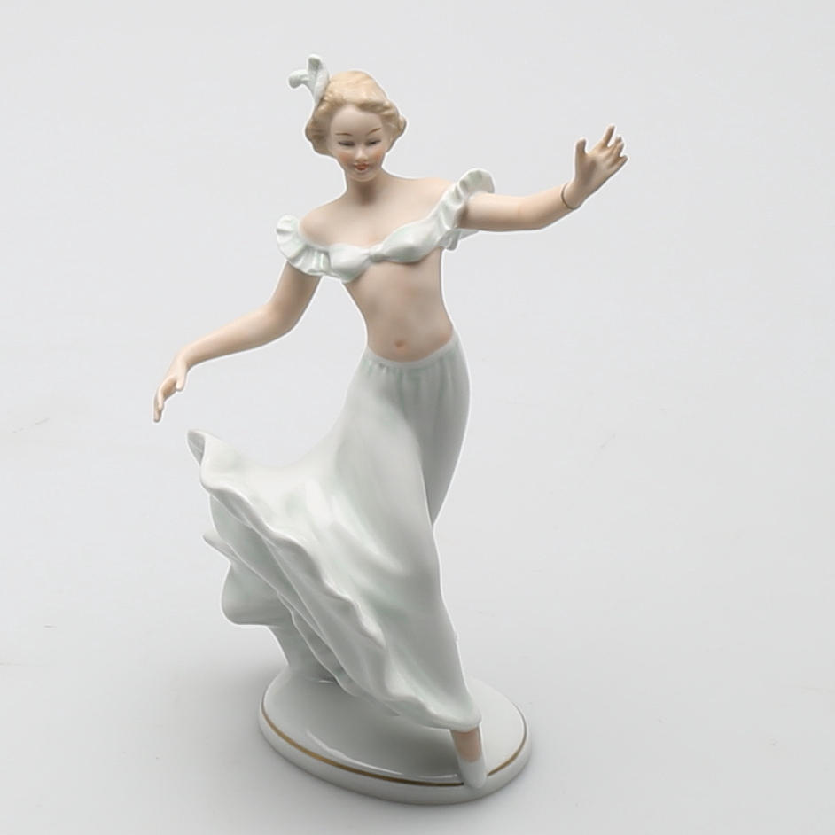 FIGURIN, porslin, dansande kvinna, Wallendorf, Tyskland.