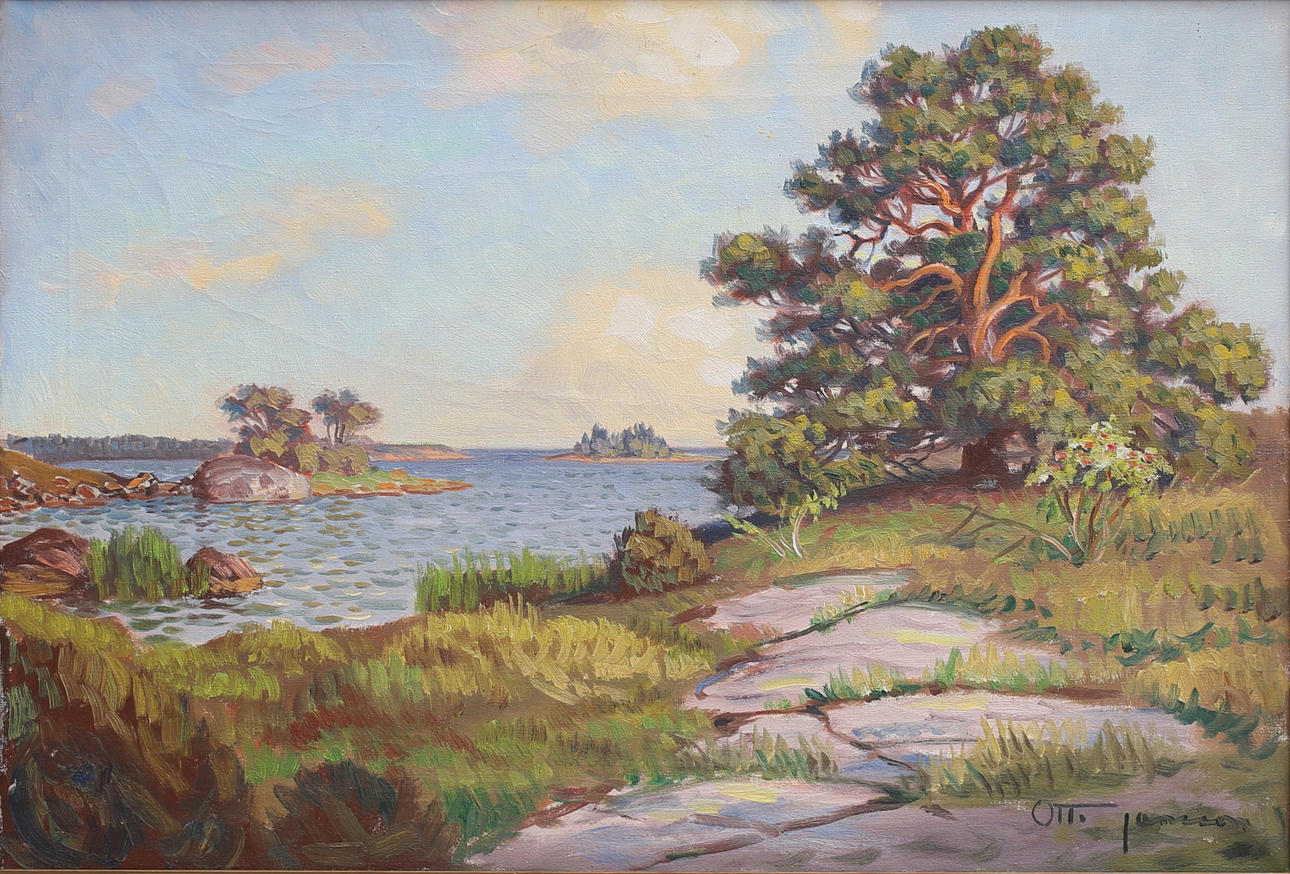 OTTO JANSSON. Havsvik, olja på duk, signerad.
