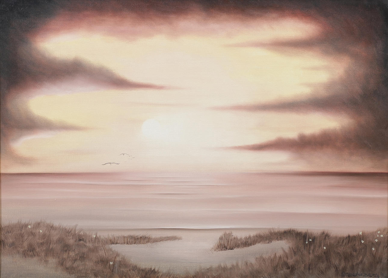 STEN  AHLBERG. Sunset, oil on canvas, signed and dated 80.