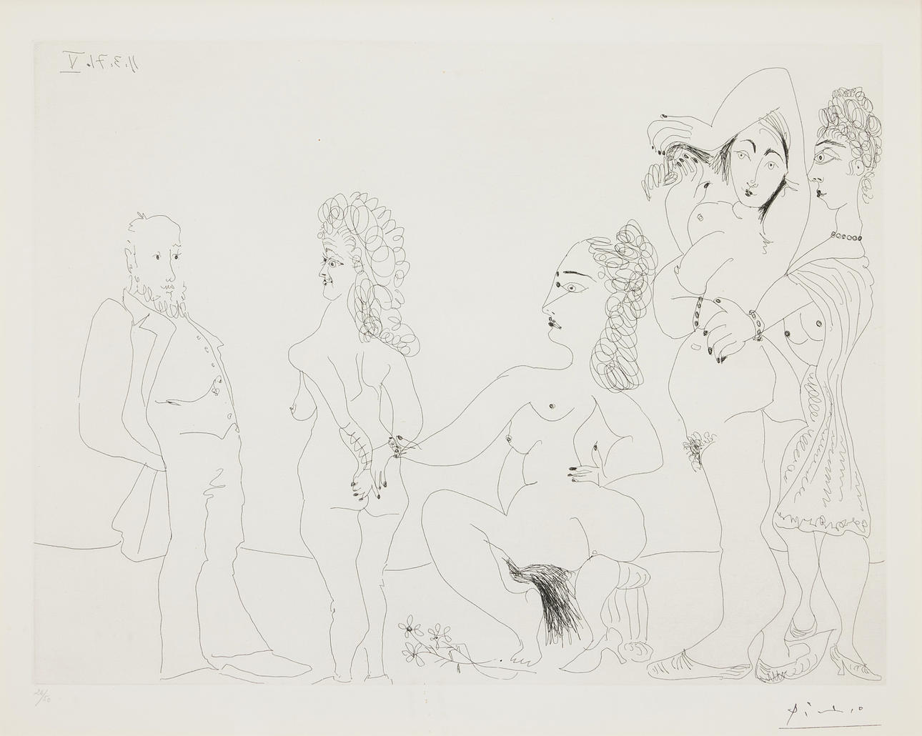 PABLO PICASSO. "Degas chez les Filles, Première Apparition de Degas" (pl. 78 from Series 156).