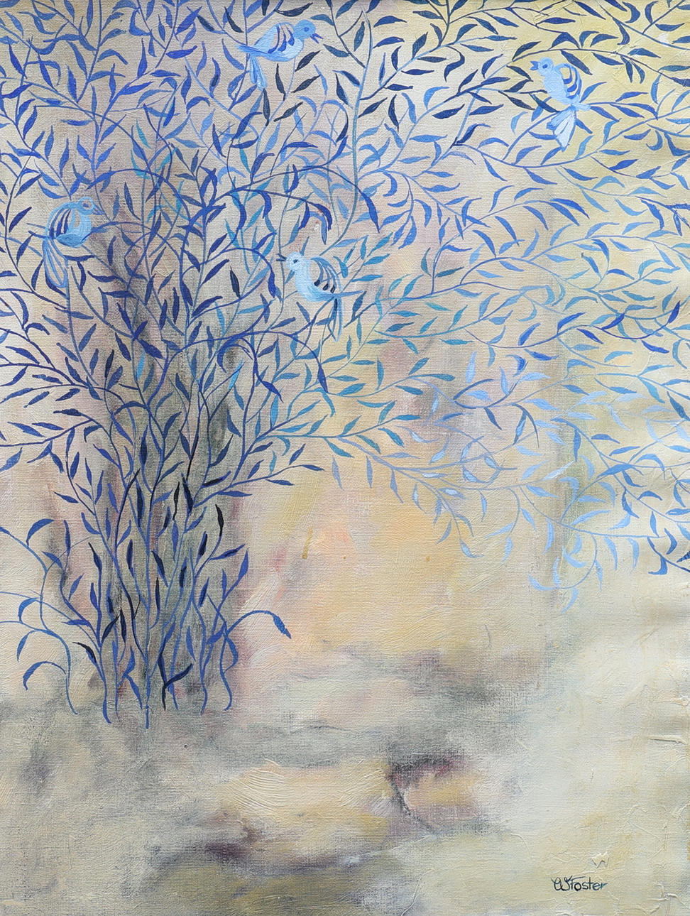 OIDENTIFIERAD KONSTNÄR. mixed media on canvas, composition, signed W.Foster.