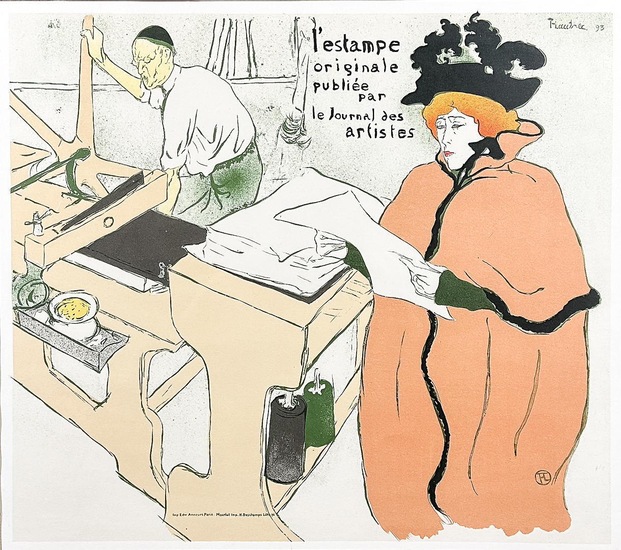 HENRI DE TOULOUSE-LAUTREC. LITHOGRAPHIC PRINT, signed, dated-93.