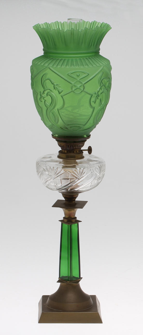 BORDSFOTOGENLAMPA, metall och glas, 1900-talets första hälft.