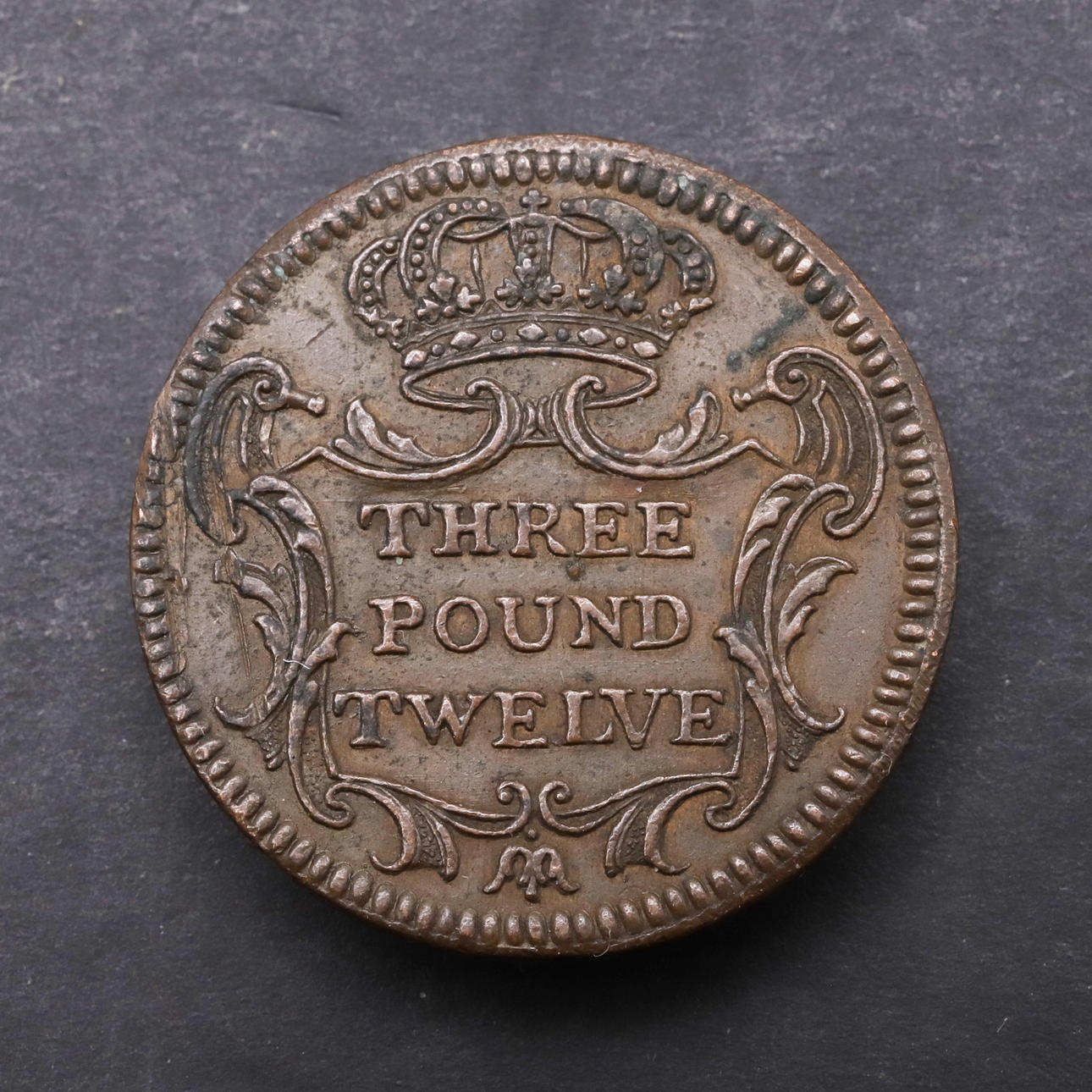 A PORTUGUESE COIN WEIGHT, THREE POUND TWELVE, 1747. Coins, Medals ...