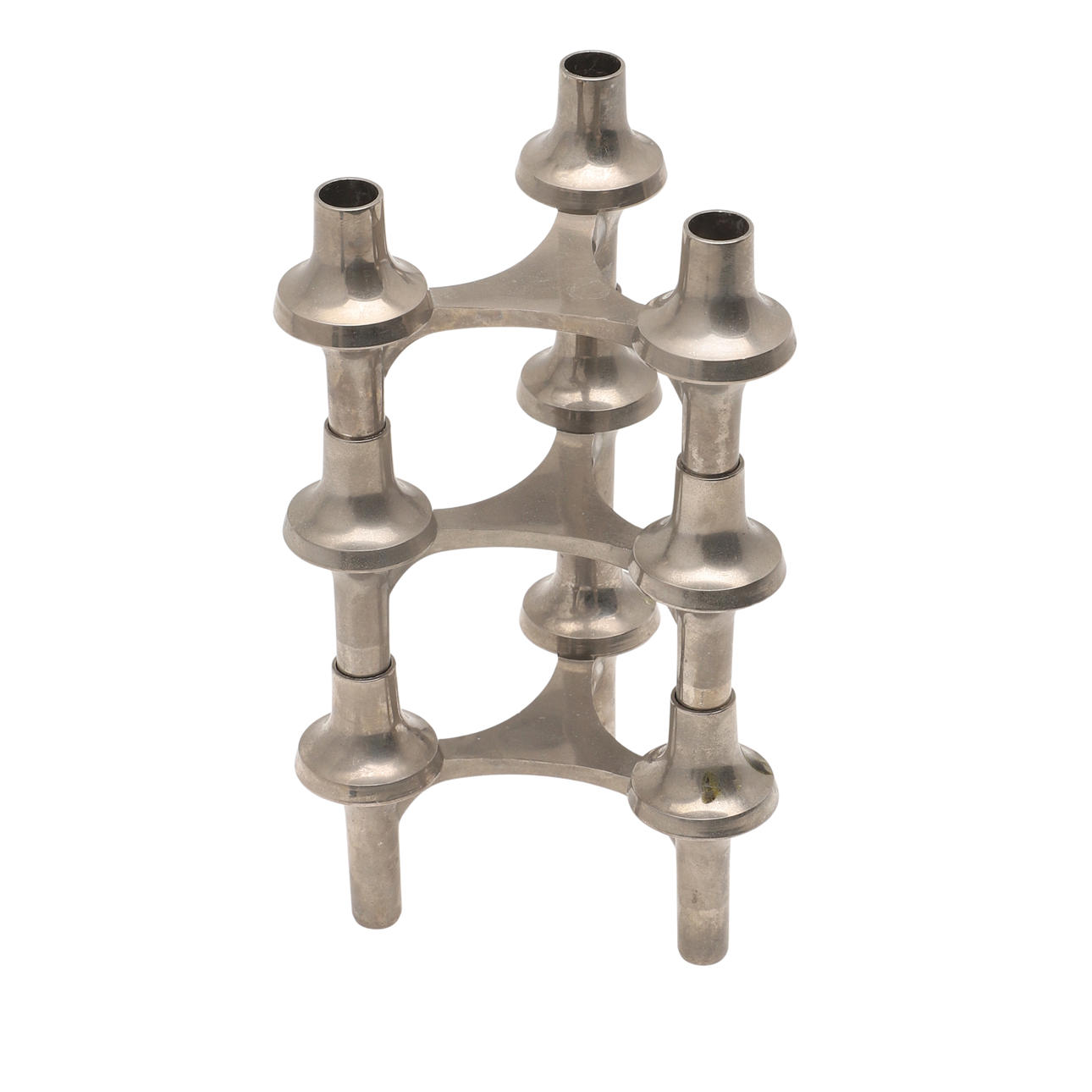 HANS NAGEL AND CAESAR STOFFI. THREE S-22 STACKABLE THREE LEGGED CANDLESTICKS.