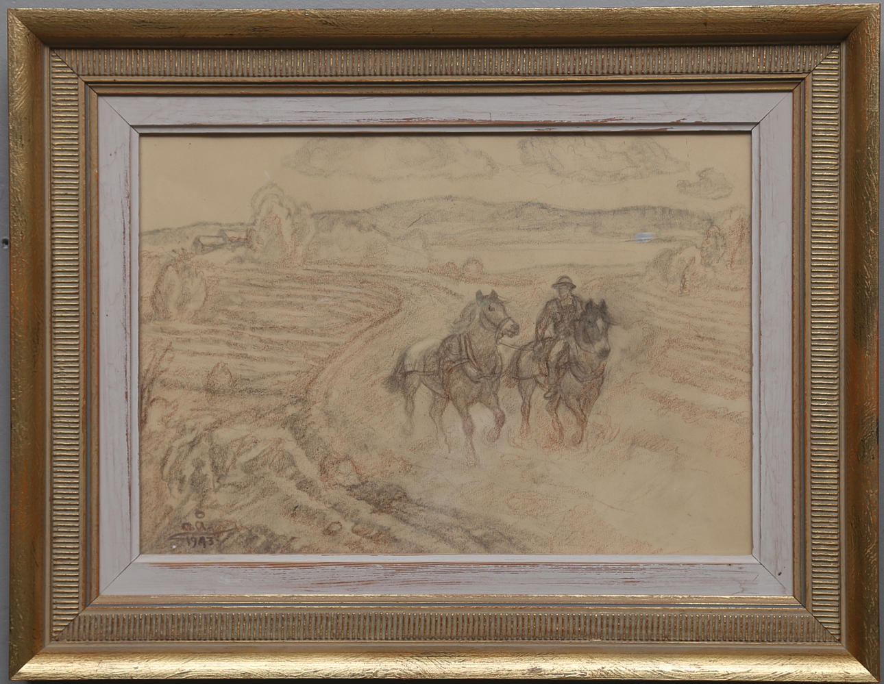 AXEL ACKE ÅSLUND. Teckning, monogramsignerad och daterad 1943.