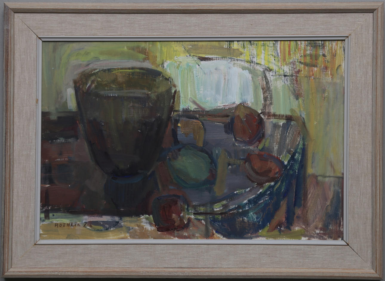 BRITA ROTHLIN-ZACHRISSON. Olja på pannå, signerad.