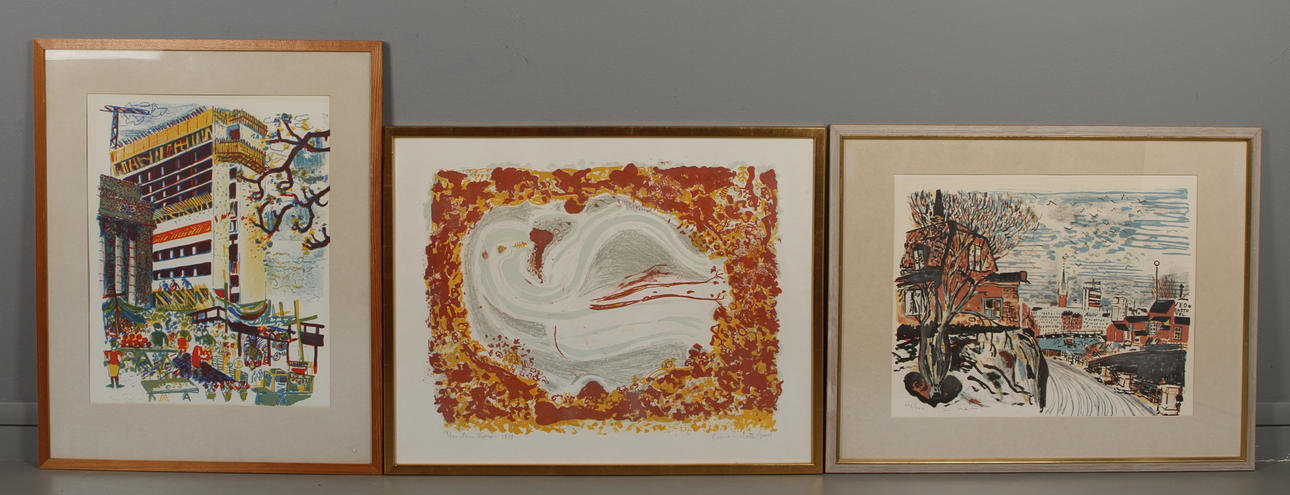 SVEN ERIXSON. 3 st, färglitografier, signerade och numrerade.