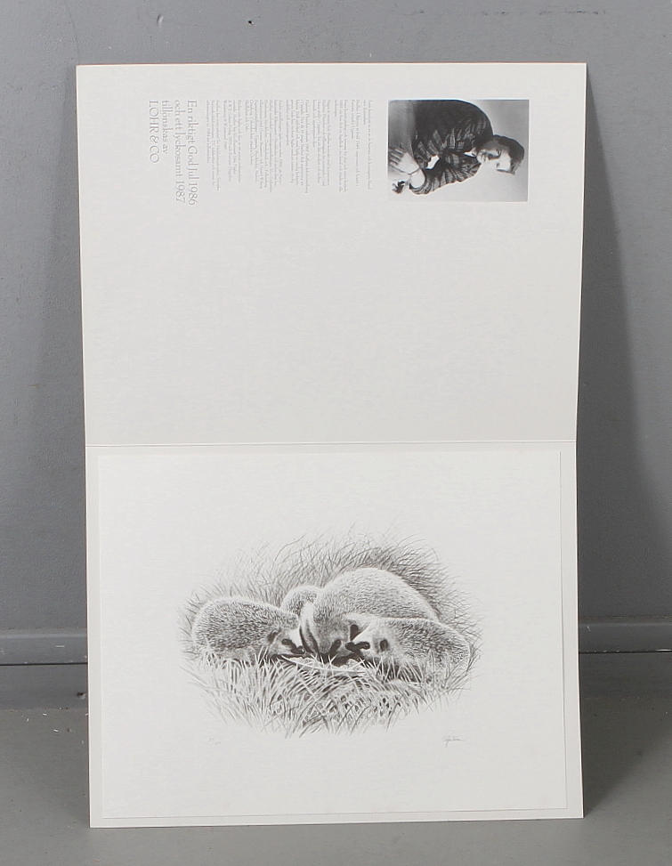 STAFFAN ULLSTRÖM. "Igelkottar", litografi, signerad och numrerad 37/320.