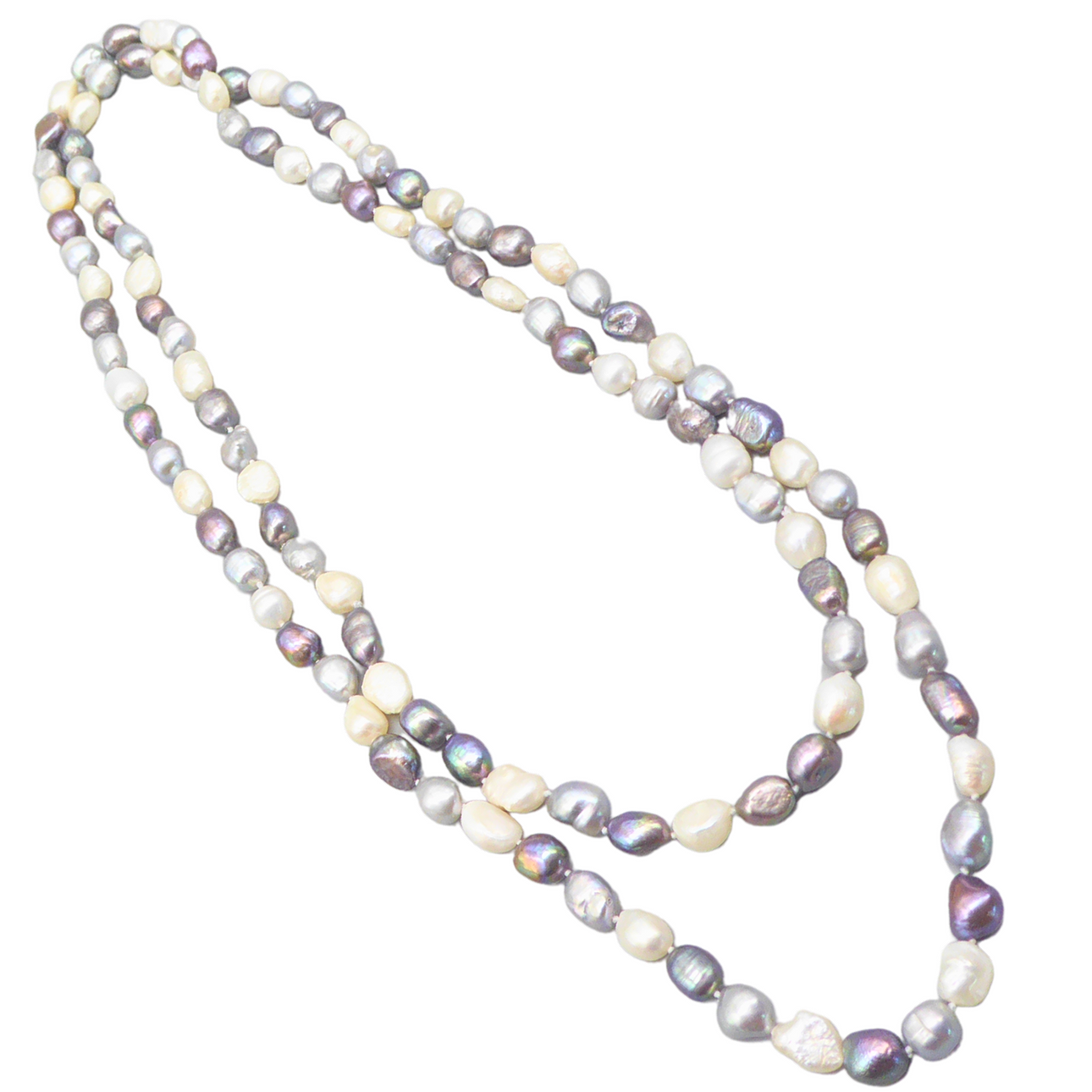 ENDELØS - PERLEHALSKÆDE I 3 FARVER.