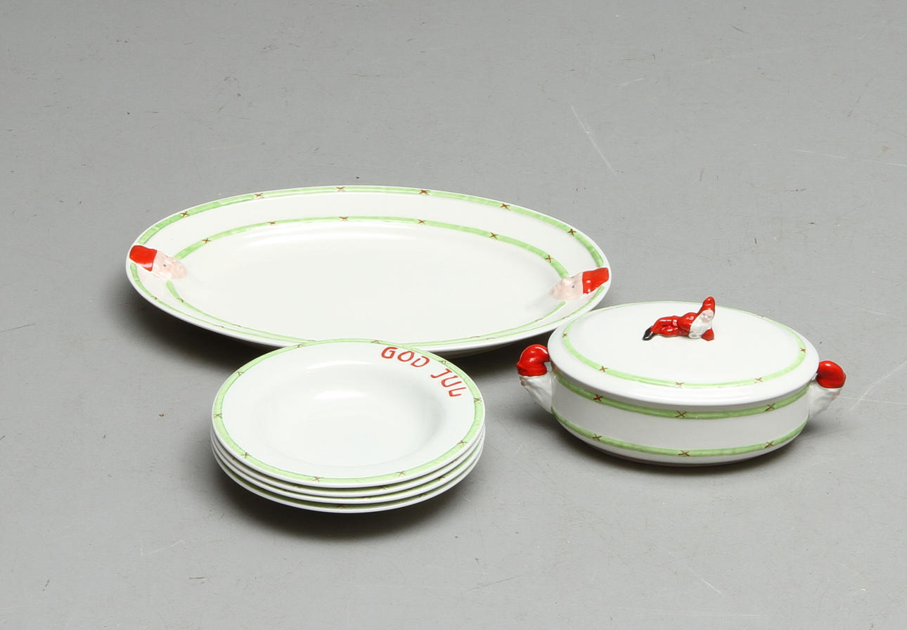 SERVISDELAR, 6 delar, "God Jul", flintgods, Gustavsberg.