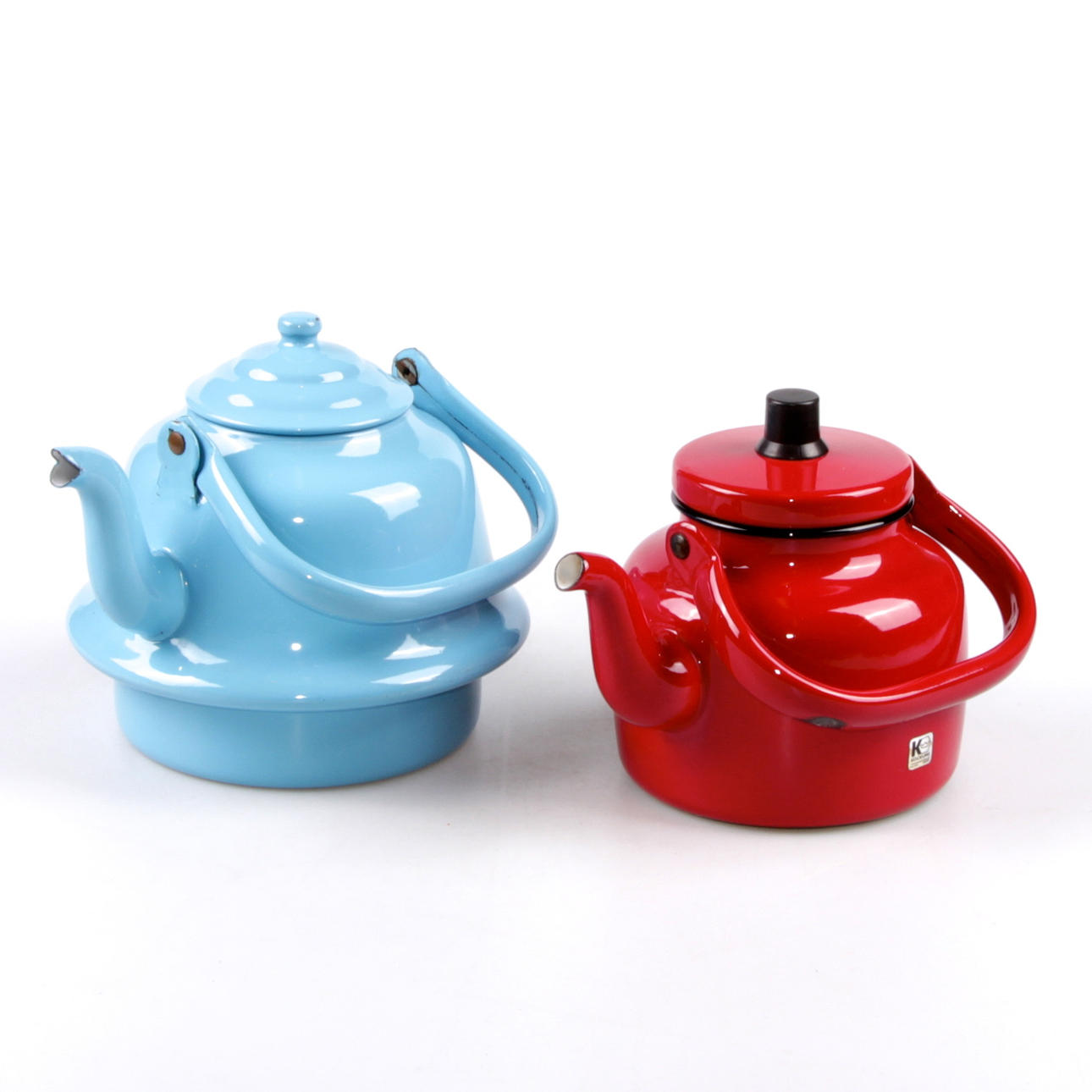 KAFFEPANNOR, 2 st. Emalj, Kockums, 1900-tal.