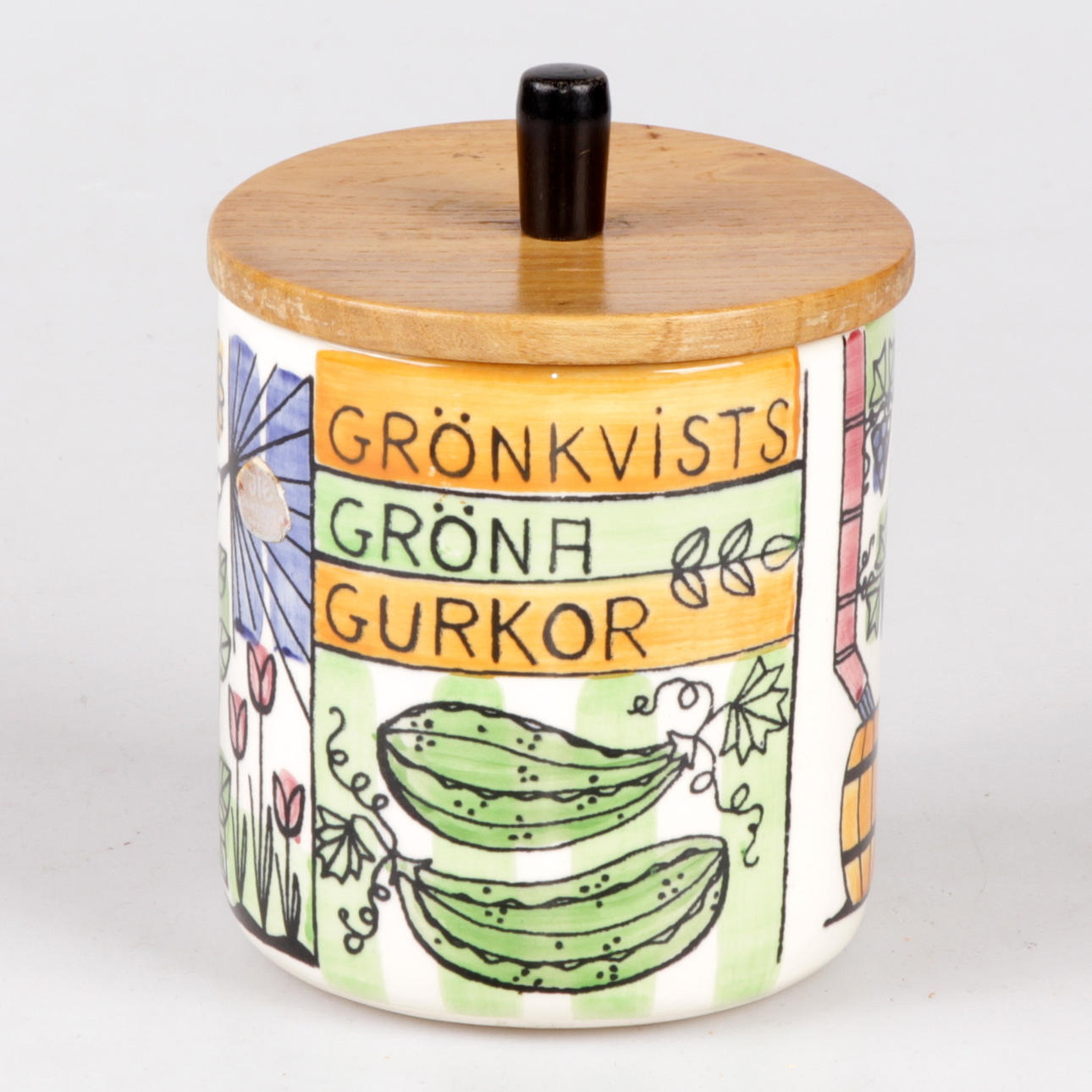 BURK, med lock, "Vår lilla stad, Grönkvists Gröna Gurkor", Anita Nylund, JIE Gantofta.