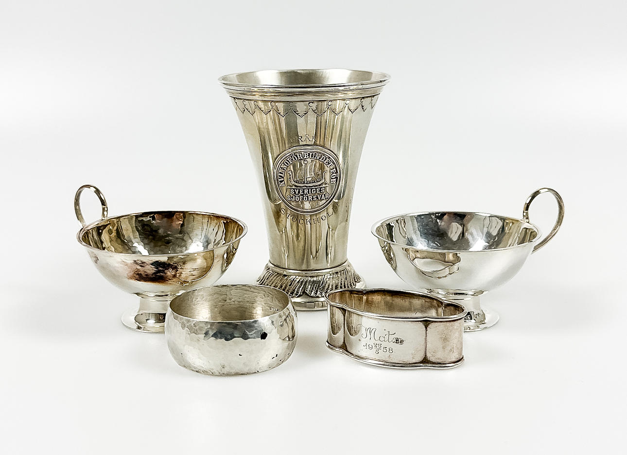 SILVER PARTS, 5 pieces, silver.