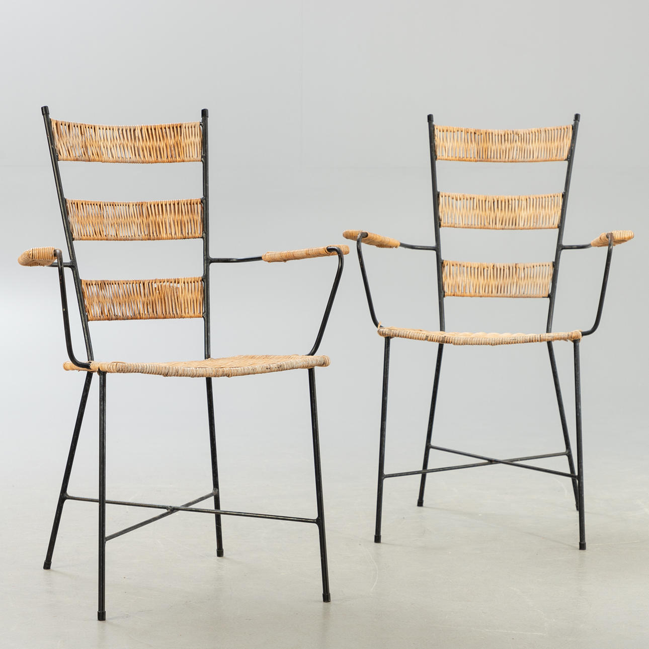 2 rattan chairs, 1970s.