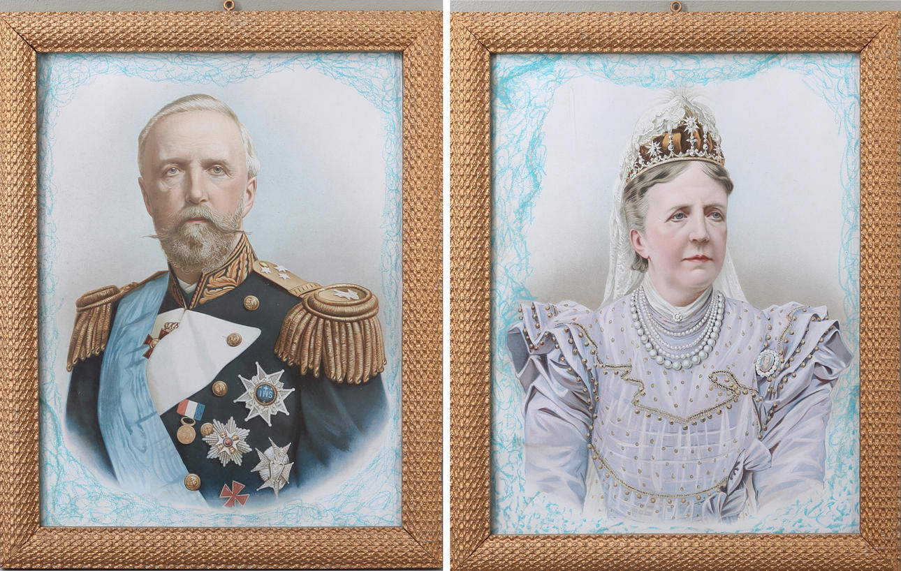 OLJETRYCK, 1 par, Oscar II och Sofia, 18/1900-tal.