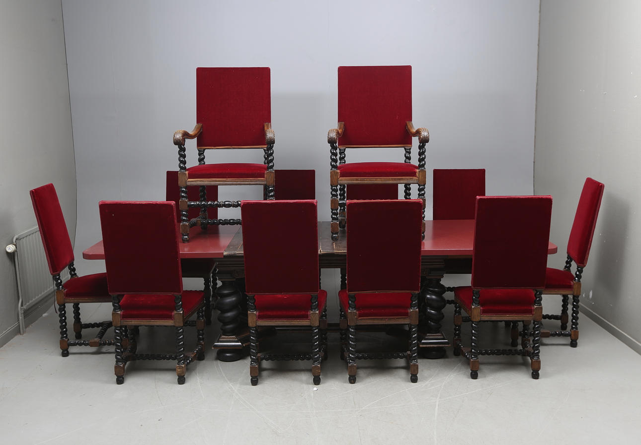 MATSALSGRUPP, 14 delar, barockstil, AB Nordiska Kompaniet, 1900-talets första hälft.