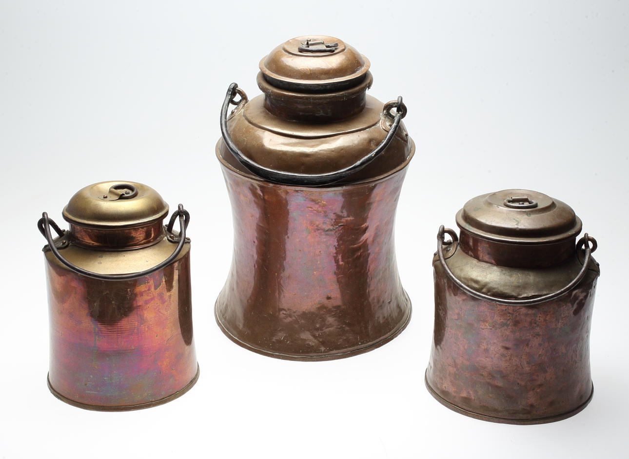 KOPPARKRUKOR MED LOCK, 3 st, 1800-tal.
