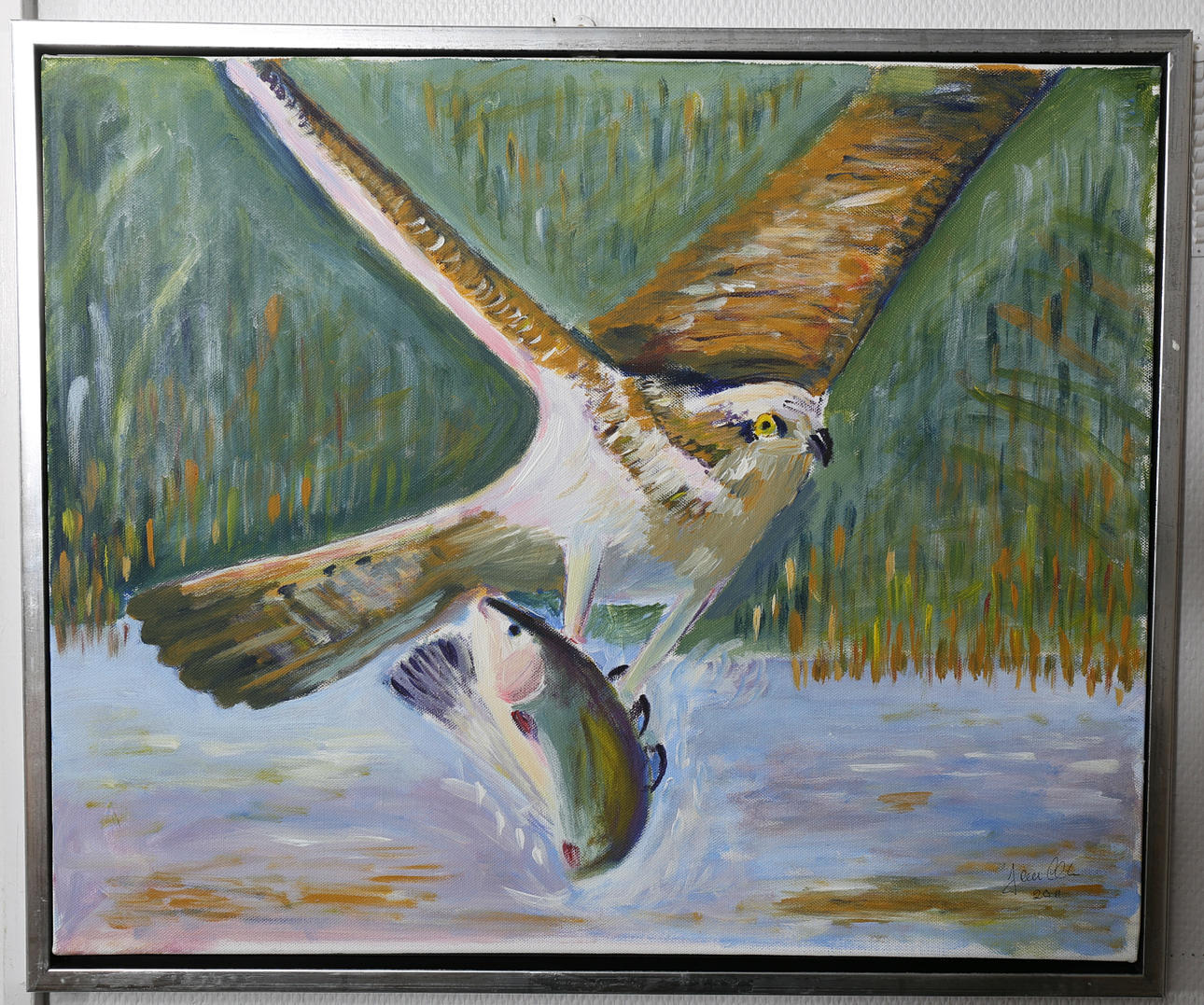 ÅKE PERSSON. Acrylic on canvas, Osprey, signed Jan Åke.
