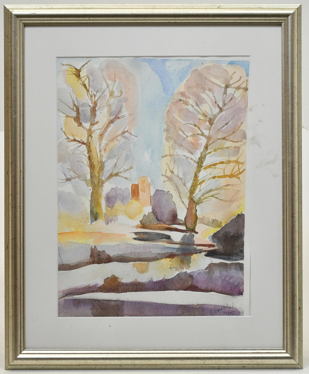 OIDENTIFIERAD KONSTNÄR. Wasserfarben. Bäume.