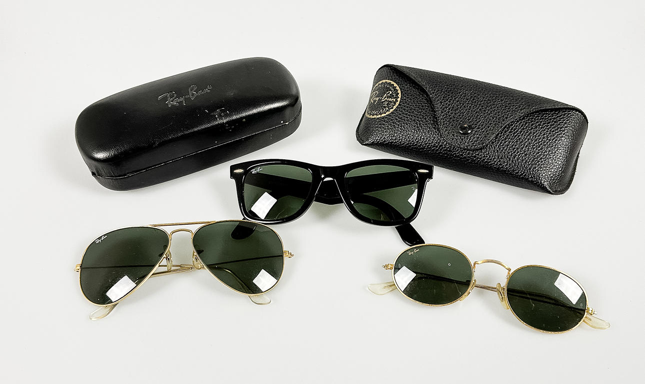 SOLGLASÖGON, 3 par, Ray Ban, Italien.