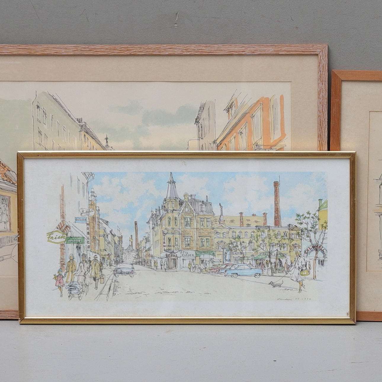 BERNHARD HANDELL. Litografier, 3 st, signerade.