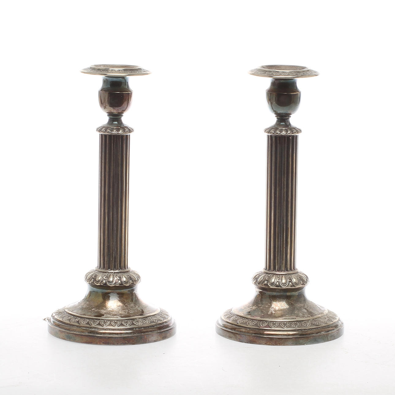 LJUSSTAKAR, 1 par, nysilver, C G Hallberg, 1900 tal.