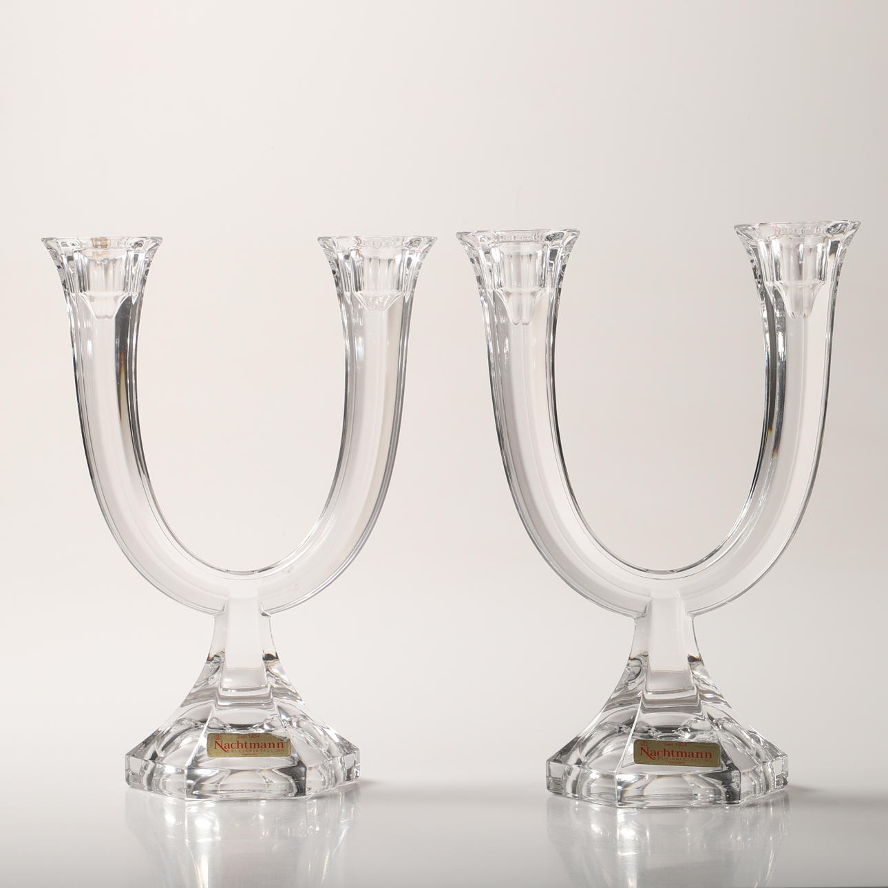 Candlesticks, a pair, glass, Nachtmann, Germany.