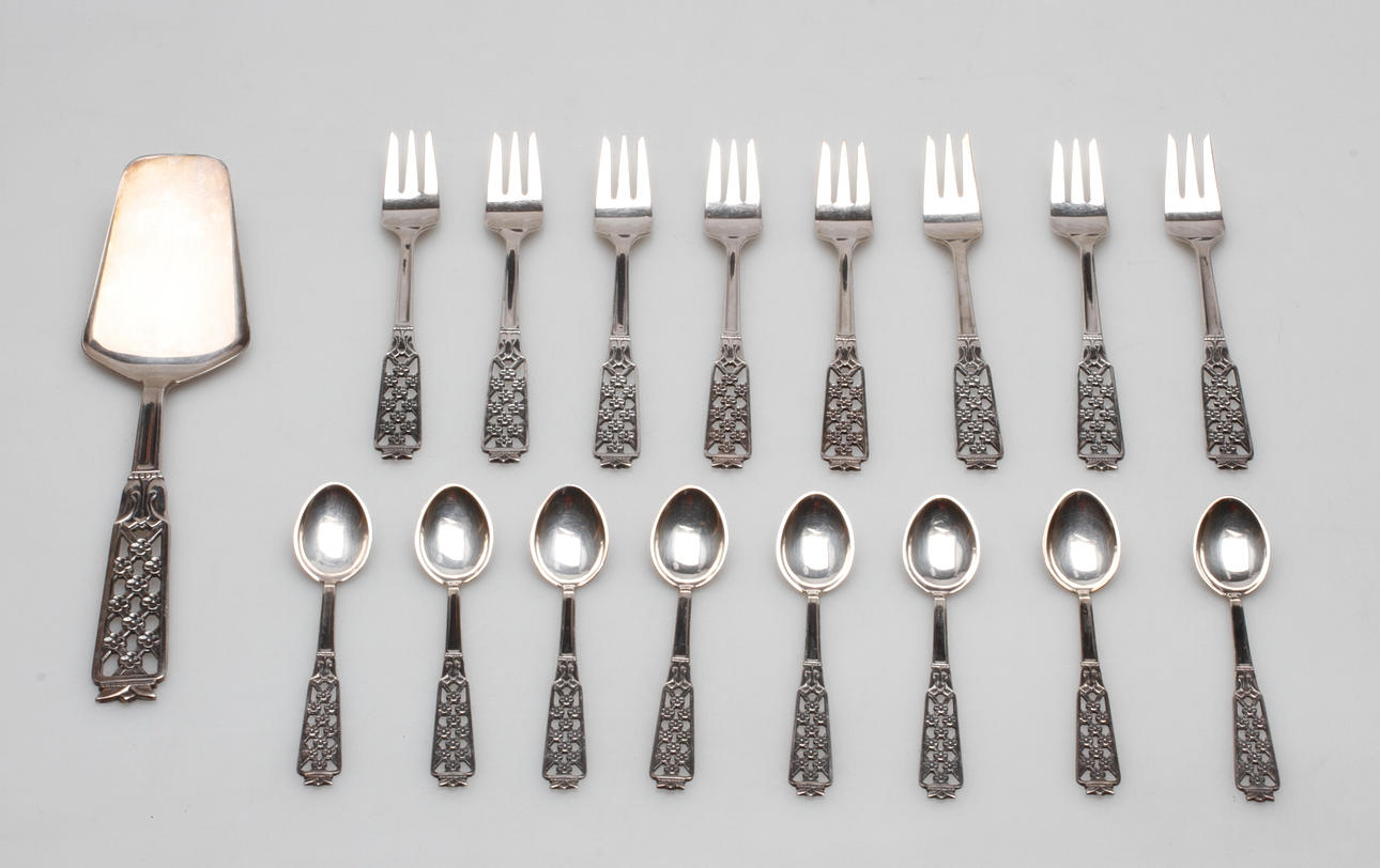 BESTICK, 17 delar, silver, "Princess", Ceson, Göteborg, vikt ca. 264,4 gram.