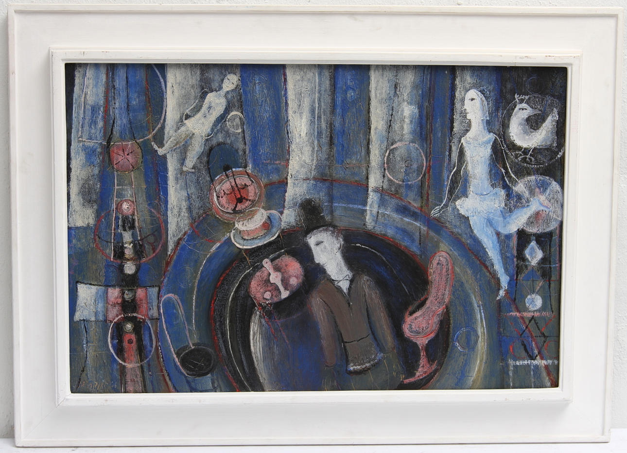 JINDRA HUSARIKOVA. Olja på duk. Figurkomposition, signerad.