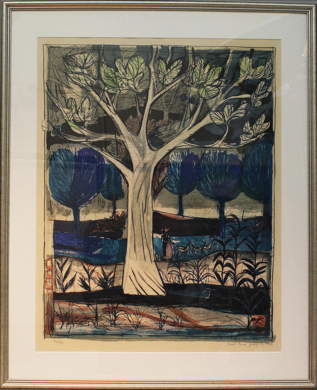 PAUL RENÉ GAUGUIN. Trädet. Färglitografi. Signerad och daterad 1956.
