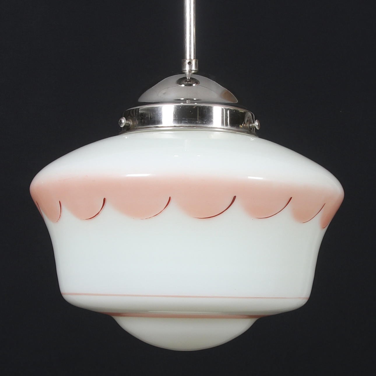 A glass ceiling lamp, chrome, Funkis, 1940s.