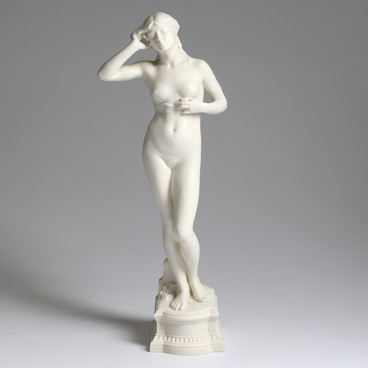 PER HASSELBERG. Efter, skulptur, parian, "Snöklockan", Gustavsberg, 1908.