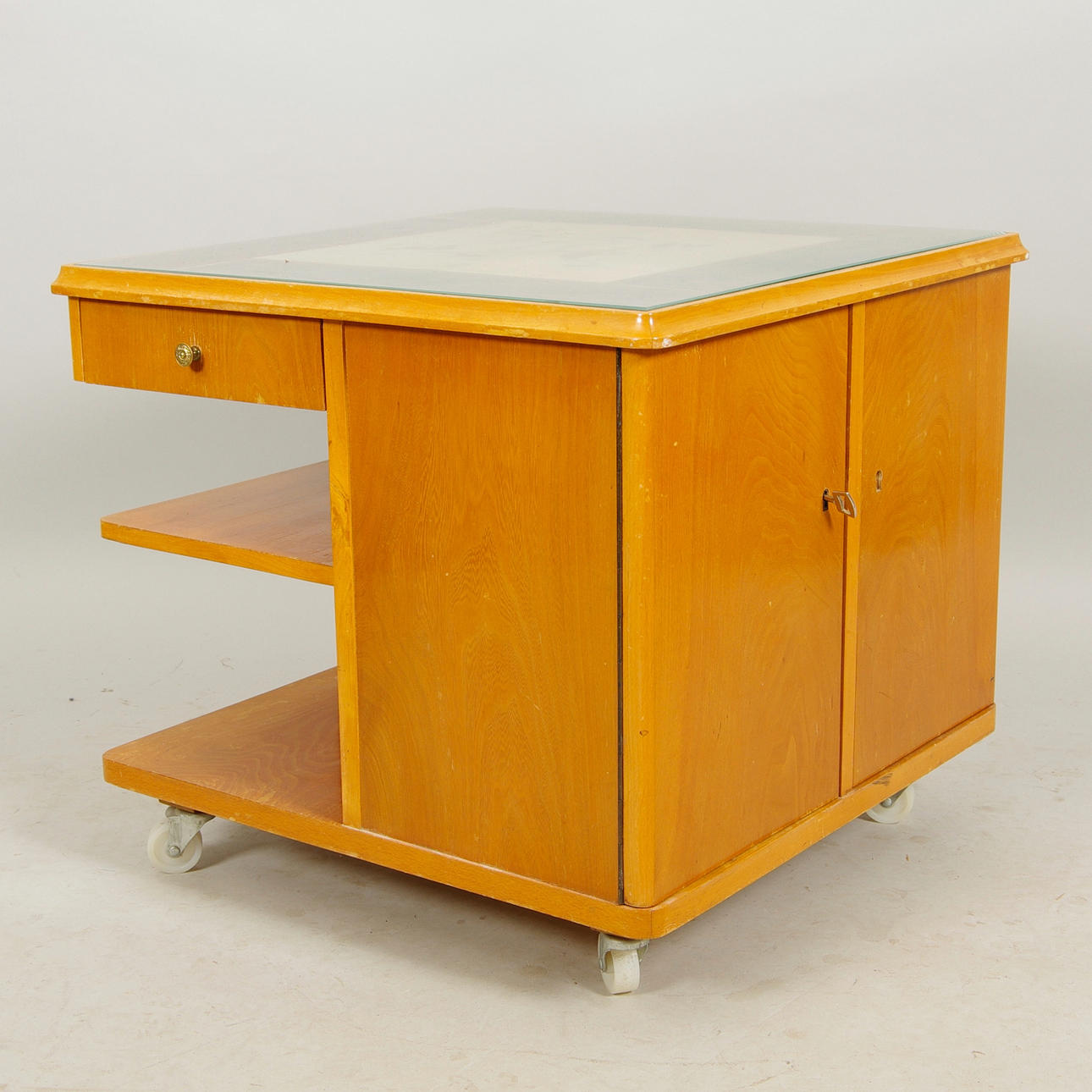 RÖKBORD, intarsia och glasskiva, art deco.