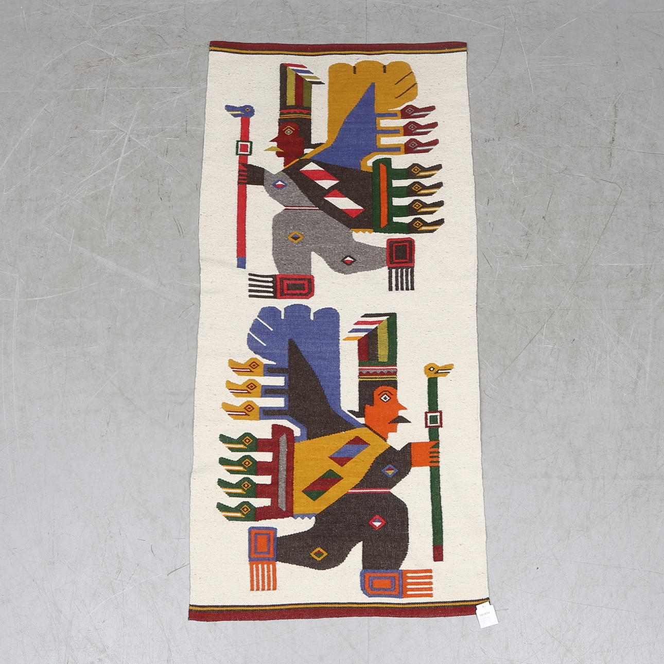 VÄGGBONAD, två figurer med vingar och stav, 1900-tal.