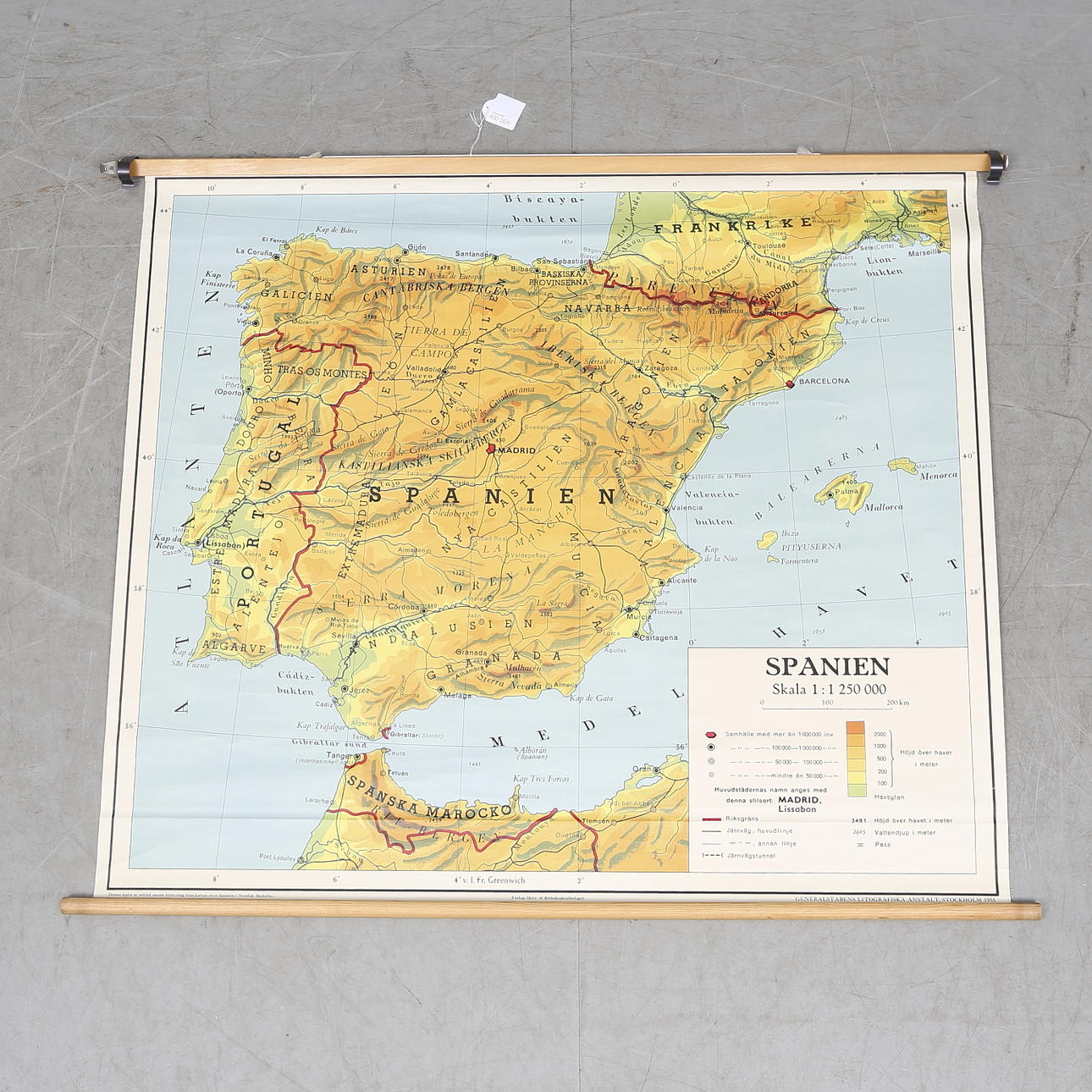 SKOLKARTA, Spanien och Portugal, 1955.