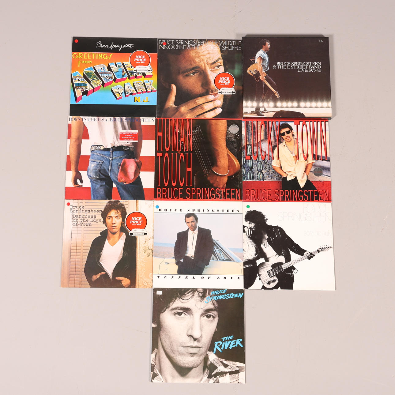 VINYLSKIVOR, 9 st samt 1 st samlingsbox. Bruce Springsteen.