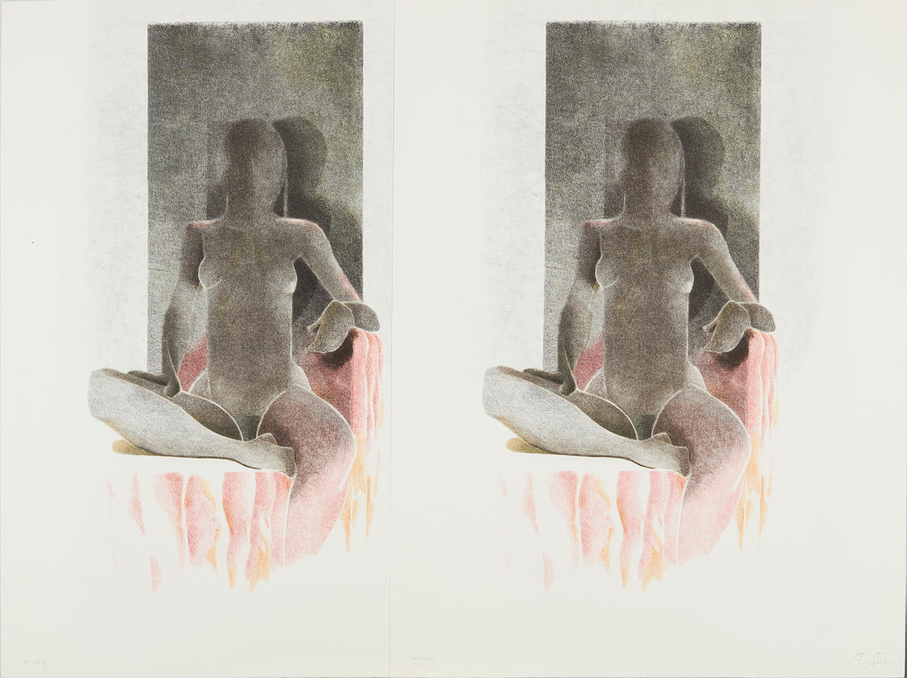 ULF GRIPENHOLM. (2) Model, color lithography.