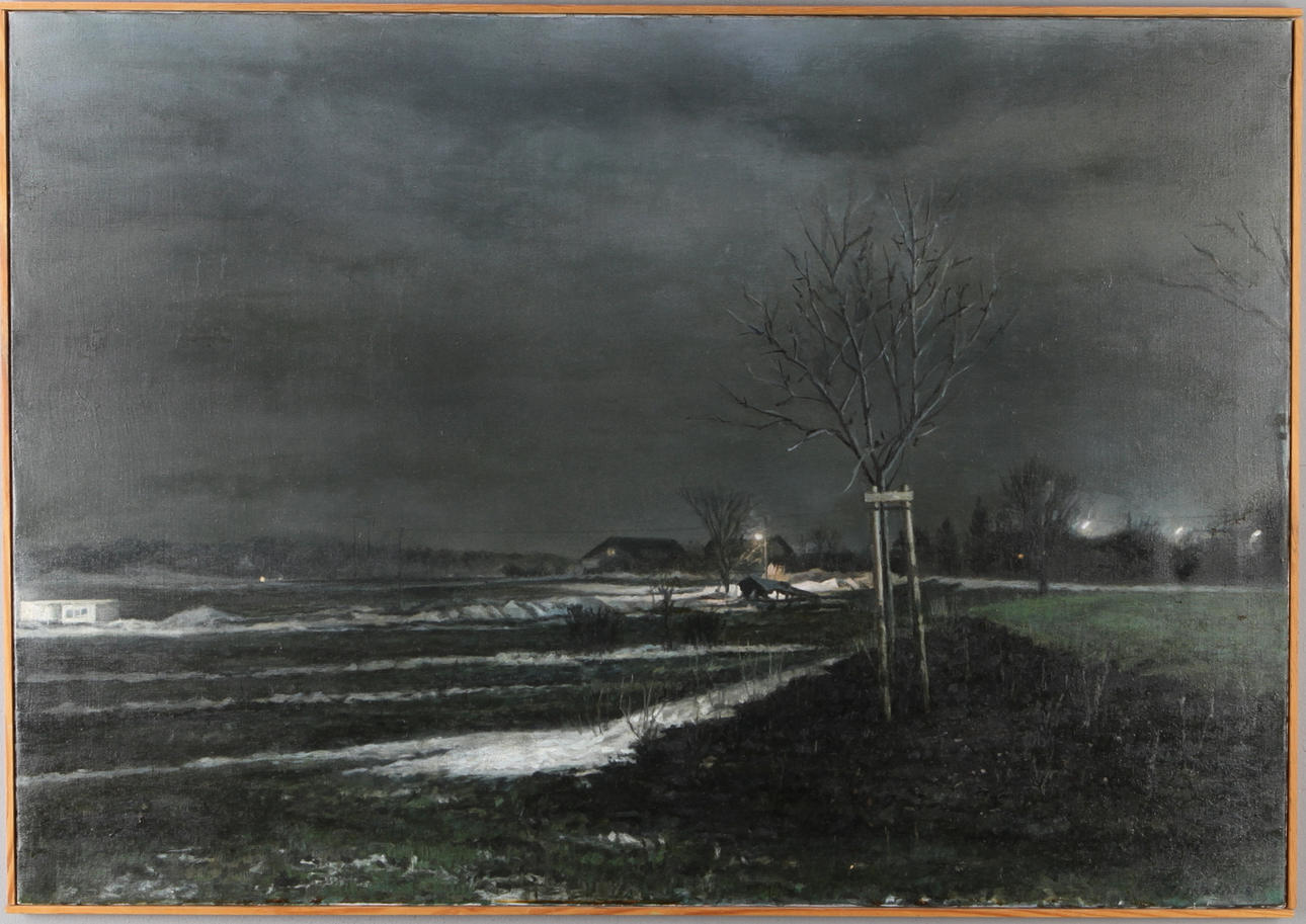 THOMAS STRÖMDAHL. "I början av mars", olja på duk, sigenrad och daterad -81.